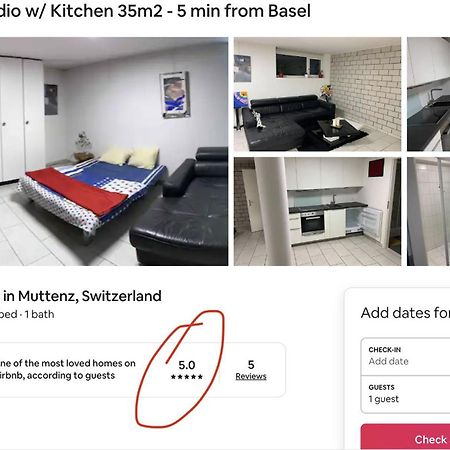 Basel - 5 Mins Away - Modern Basement Studio With Kitchen 35M2 In موتنز المظهر الخارجي الصورة